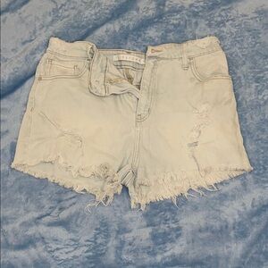 Tinseltown Light Wash Frayed Denim Shorts